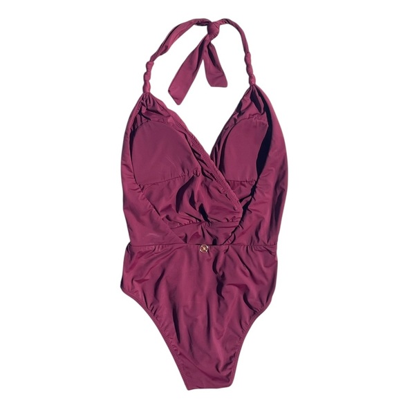 Vix Paula Hermanny one piece swimsuit ventana halter tie maroon red small NWT - Picture 4 of 10